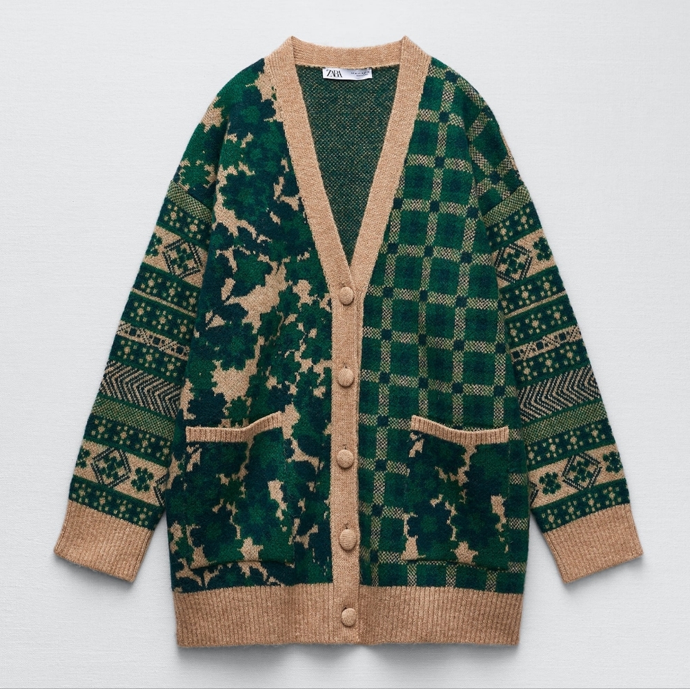 Zara | Jaquiard Knit Button Cardigan | Size Small - Picture 3 of 8